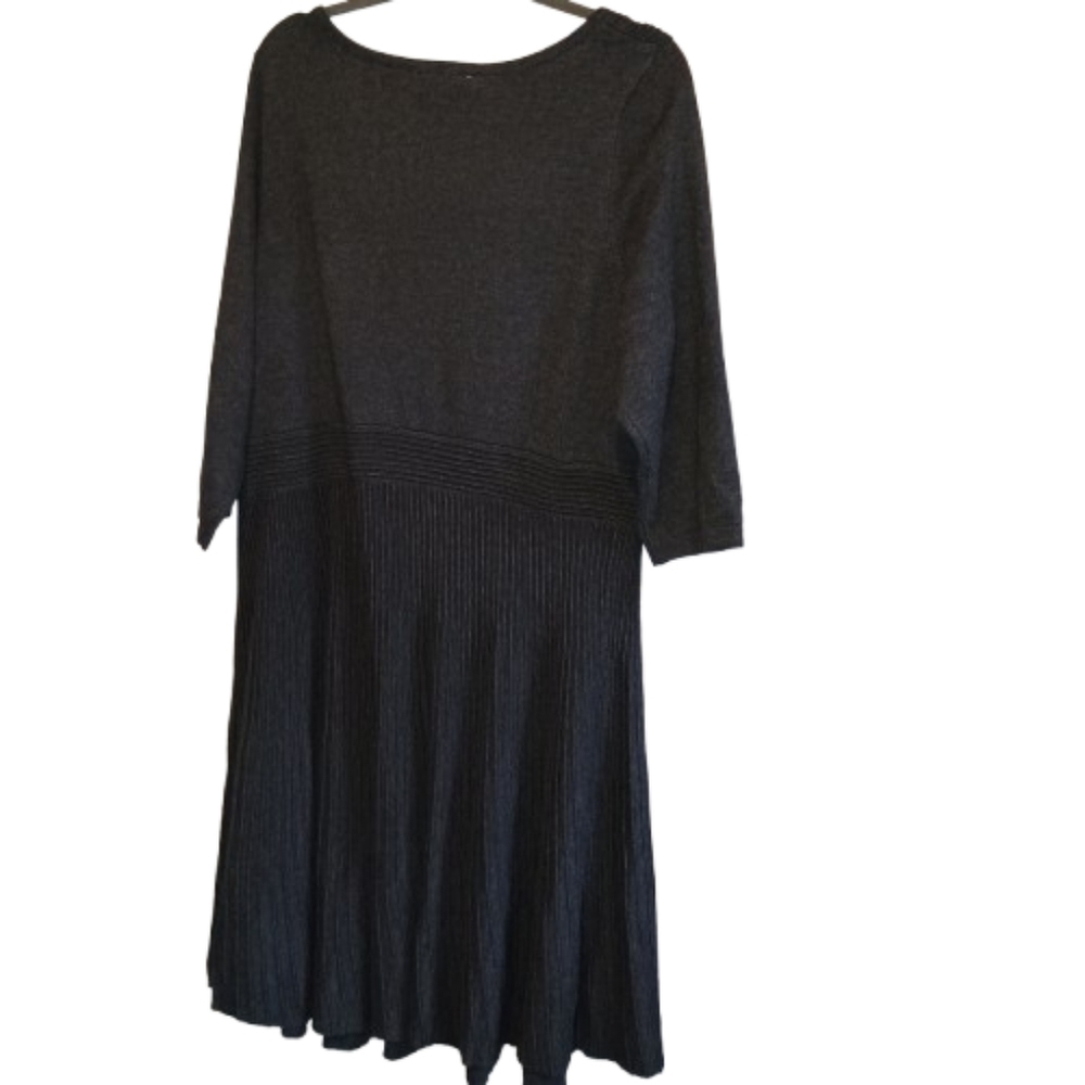 Isaac Mizrahi Live Gen 7 Black Ribbed Knit Sweater Dress 1X NWT Midi Stretchy - Picture 6 of 11
